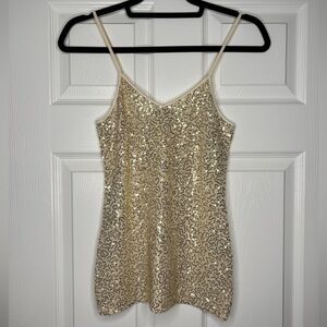 EXPRESS Gold Sequin Cami XS | Champagne Top